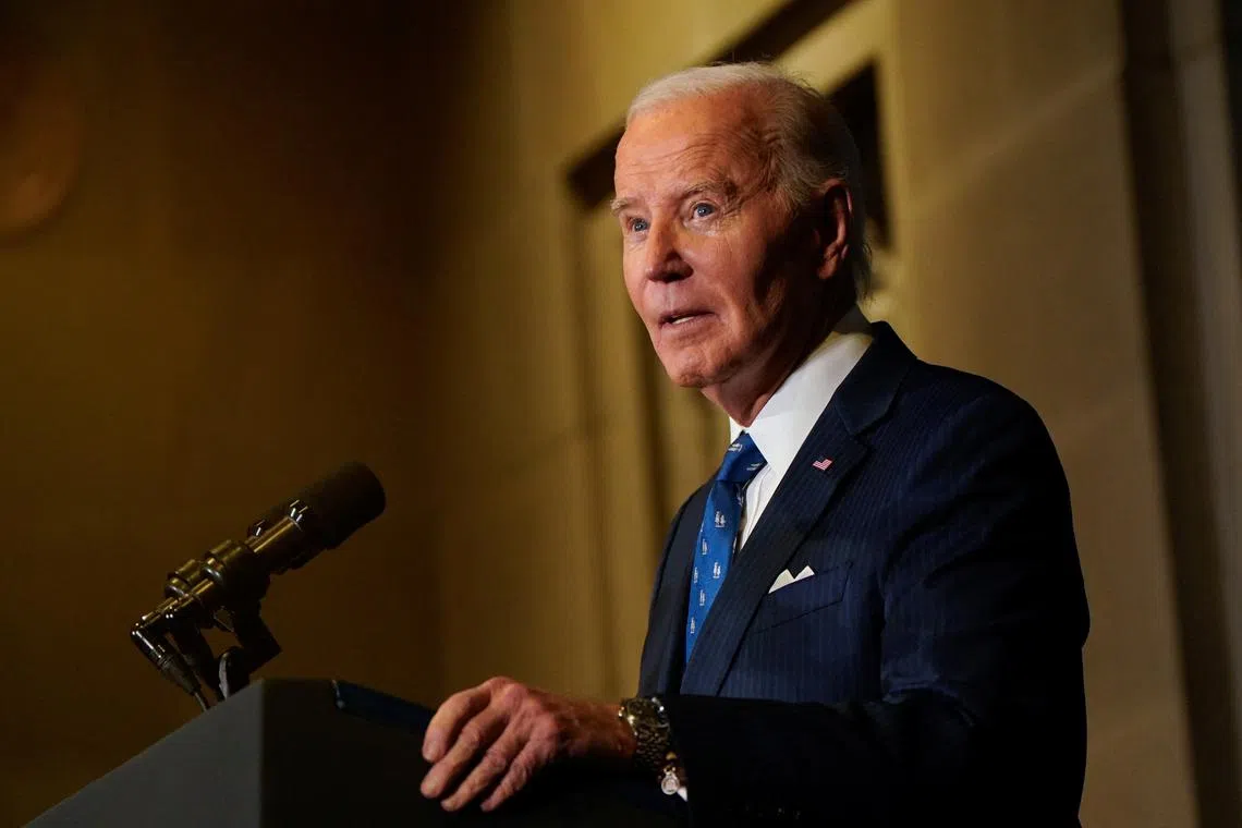 FILE PHOTO: U.S. President Joe Biden delivers remarks during the Tribal Nations Summit at the Department of the Interior in Washington, D.C., U.S., December 9, 2024. REUTERS/Elizabeth Frantz/File Photo