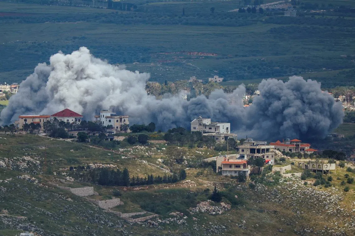 Smoke rising from southern Lebanon, as seen from the Israeli side of the Israel-Lebanon border, in northern Israel, on May 6, 2026. 