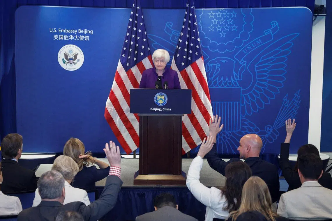 US Treasury Secretary Janet Yellen at a press conference at the US embassy in Beijing on July 9.