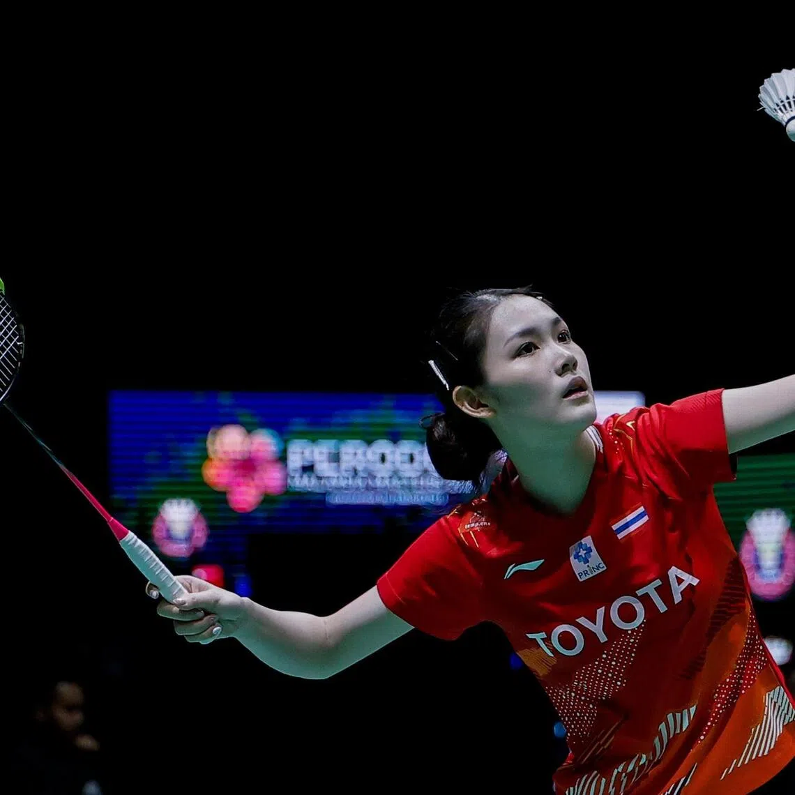 Thailand’s Pitchamon Opatniputh in the Malaysia Masters in May 2026. She was due to face China in the Asian Games women’s team quarter-finals on Sept 22.