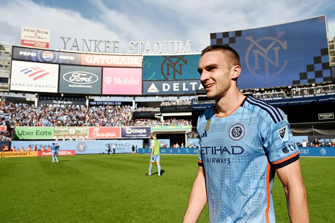 FILE PHOTO: Sep 21, 2024; New York, New York, USA; New York City FC midfielder James Sands (6) walks on the field after the game against Inter Miami CF at Yankee Stadium. Mandatory Credit: Mark Smith-Imagn Images/File Photo