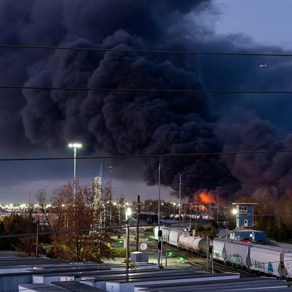 The wreckage of a UPS MD-11 cargo jet after it crashed on departure from Louisville, Kentucky. 