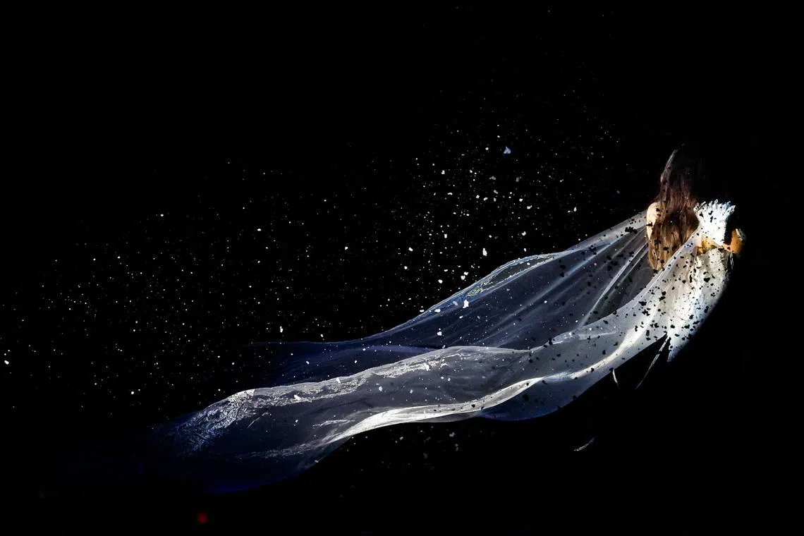 Singer Essyla, representing Belgium, performs "Dancing on the Ice" during the first semi-final of the 2026 Eurovision Song Contest, in Vienna, Austria on May 12, 2026. 