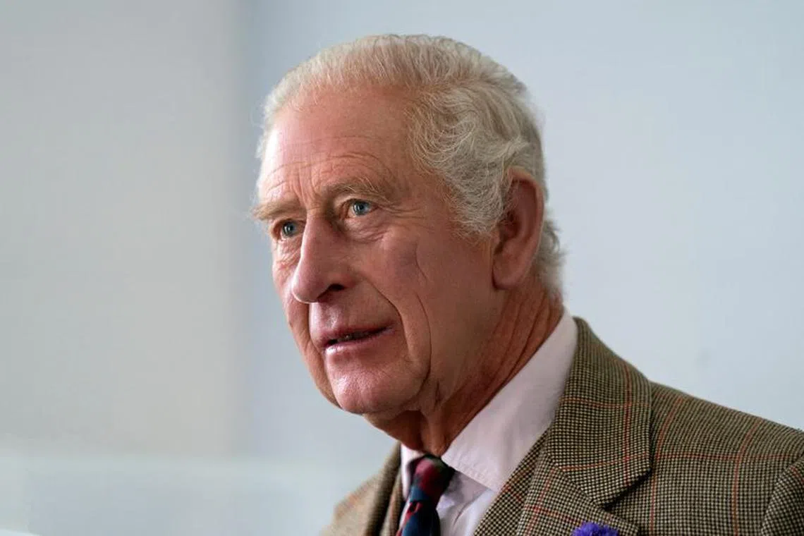 FILE PHOTO: Britain's King Charles III looks on during his visit to the Global Underwater Hub, where he met staff and learnt about their educational outreach programmes in Westhill, Aberdeenshire, Scotland, Britain September 29, 2023. Jane Barlow/Pool via REUTERS/File Photo