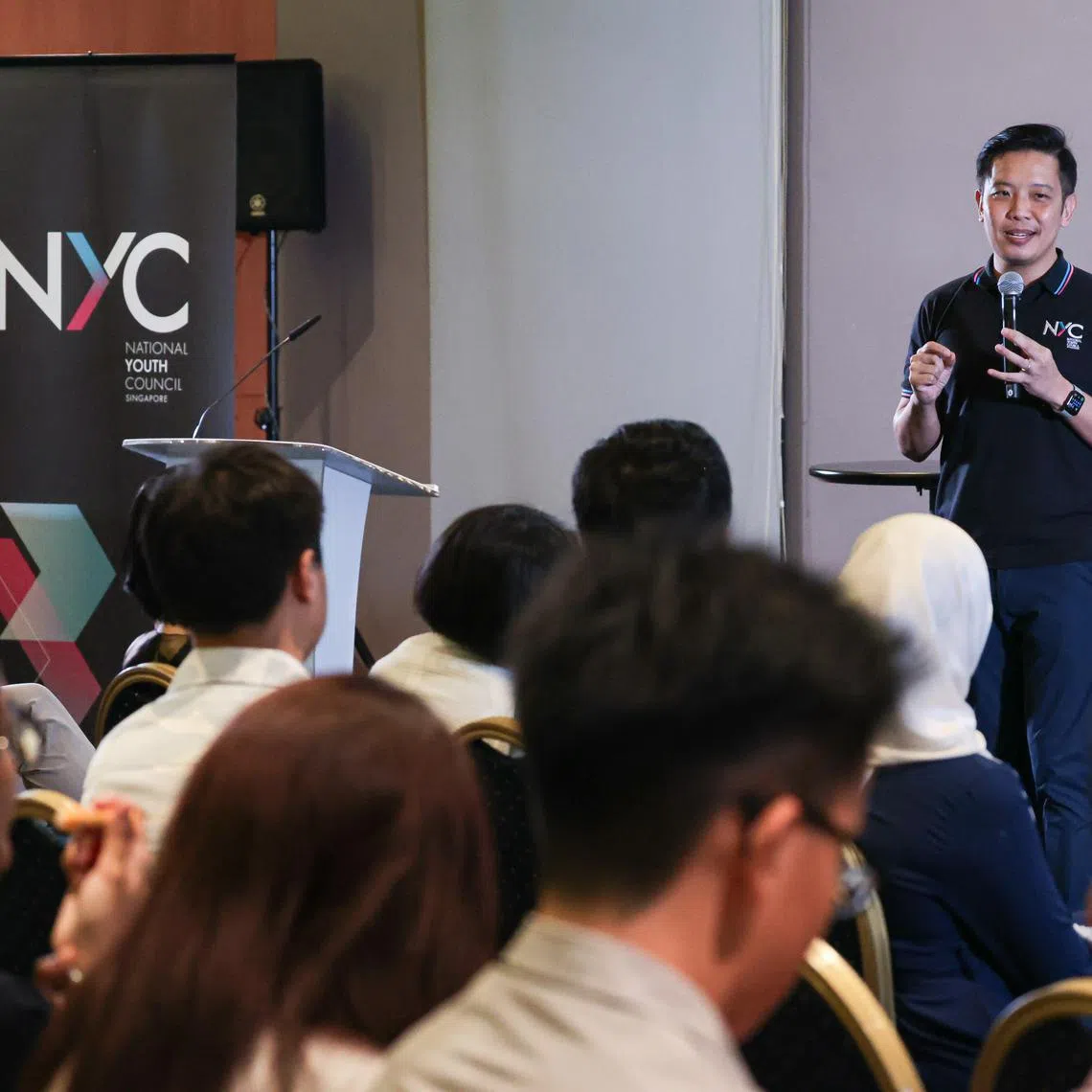 Minister of State for Culture, Community and Youth Alvin Tan speaks at an appreciation event on April 17.