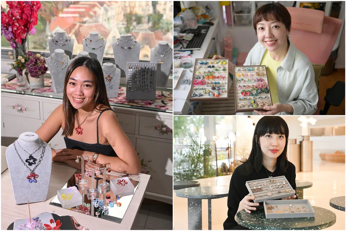 (Clockwise from left) Singaporean accessories designers Chua Ming Hui, Teresa Lim and Karyn Lim.