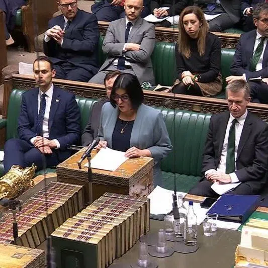 Britain's Interior Minister Shabana Mahmood making a statement on new reforms to seeking asylum at the UK Parliament.