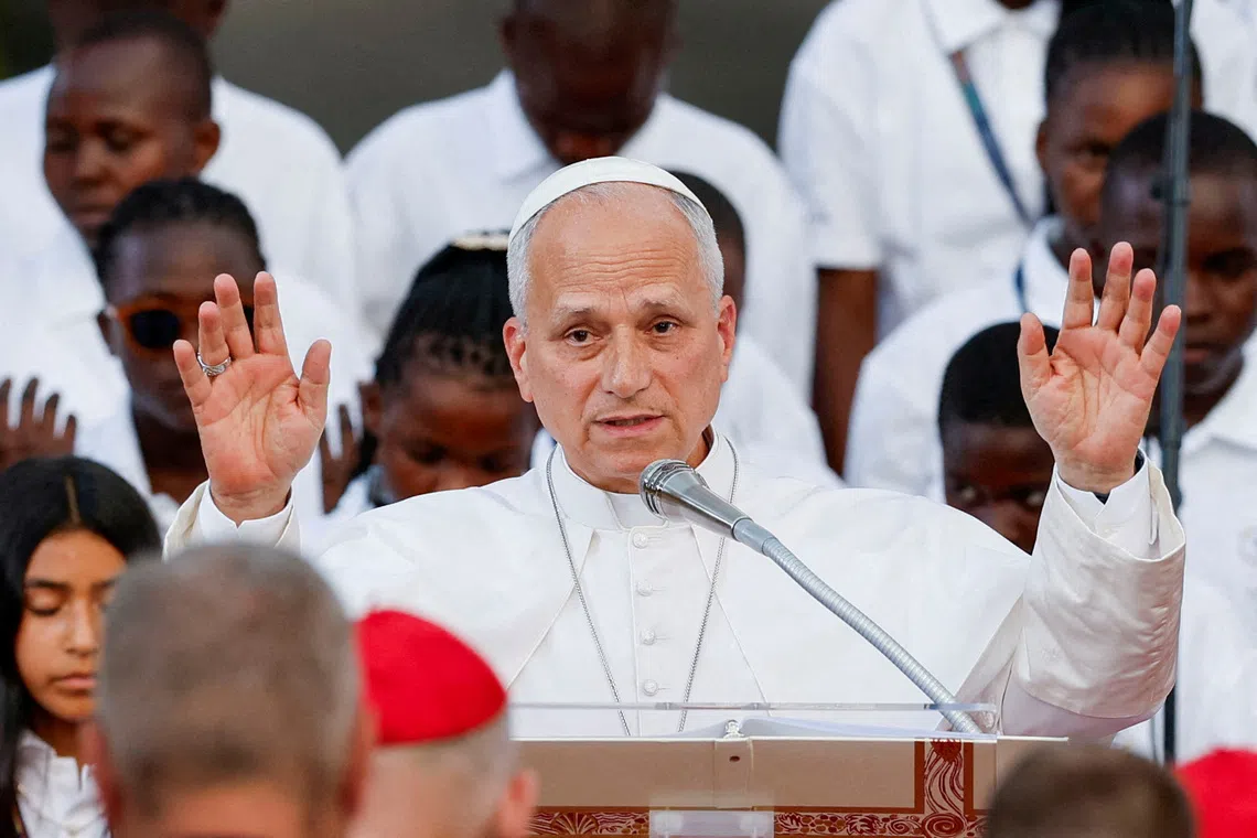 FILE PHOTO: Pope Leo attends the \"Canticle of Peace\" event as part of the celebrations marking 800 years since the death of St. Francis of Assisi, in Castel Gandolfo, Italy, July 29, 2026. REUTERS/Remo Casilli/File Photo