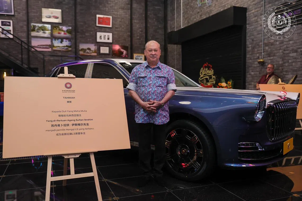 Sultan Ibrahim shared photos of the retro-styled car during a meeting on April 12 on his Facebook page.