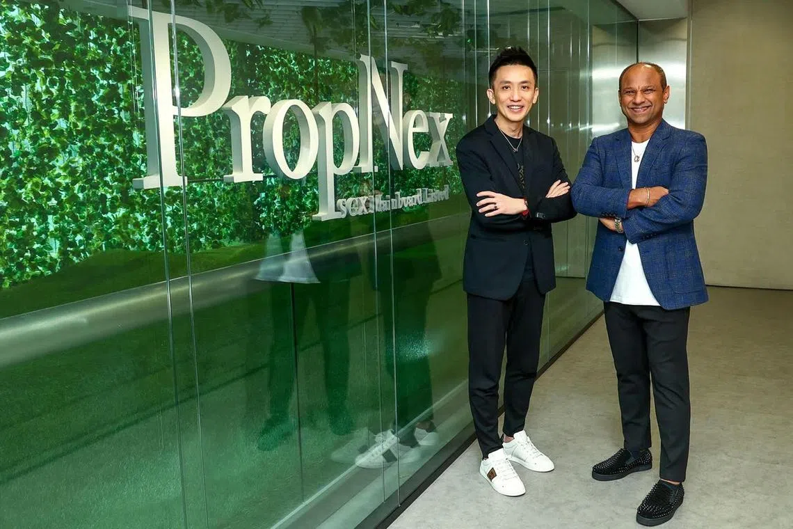 PropNex executive chairman and CEO Ismail Gafoor (right) and Deputy CEO Kelvin Fong.