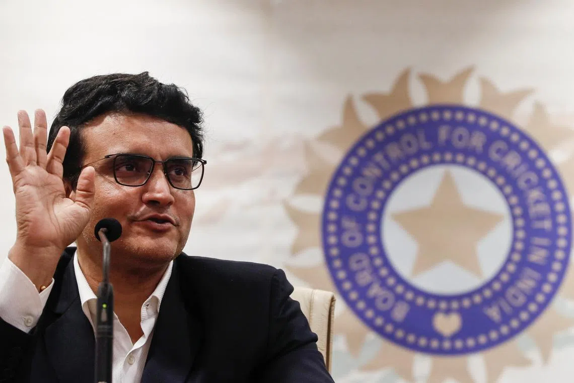 FILE PHOTO: Former Indian cricketer and current BCCI (Board Of Control for Cricket in India) president Sourav Ganguly reacts during a press conference at the BCCI headquarters in Mumbai, India, October 23, 2019. REUTERS/Francis Mascarenhas/File Photo