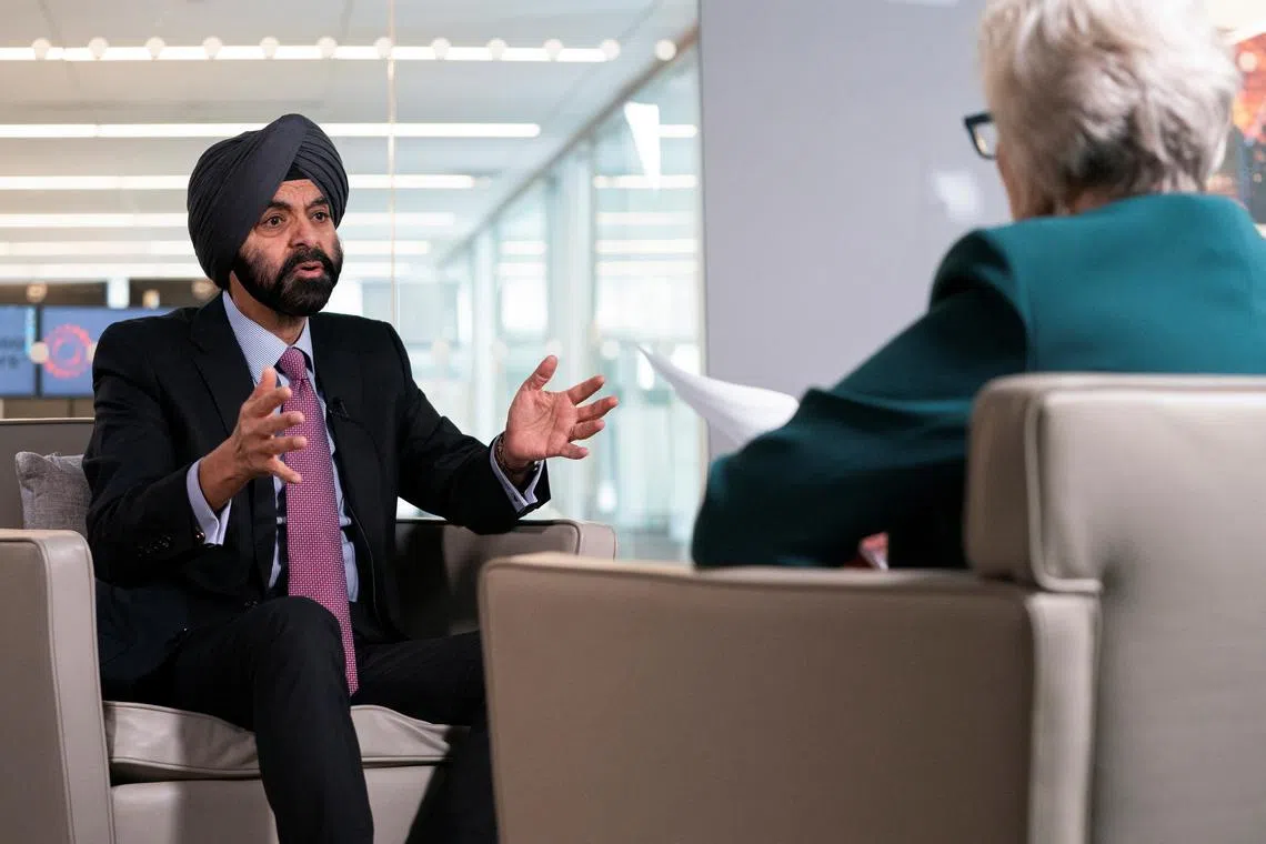 World Bank President Ajay Banga speaks during an interview with Reuters in Washington, U.S., October 15, 2024. REUTERS/Nathan Howard/File Photo