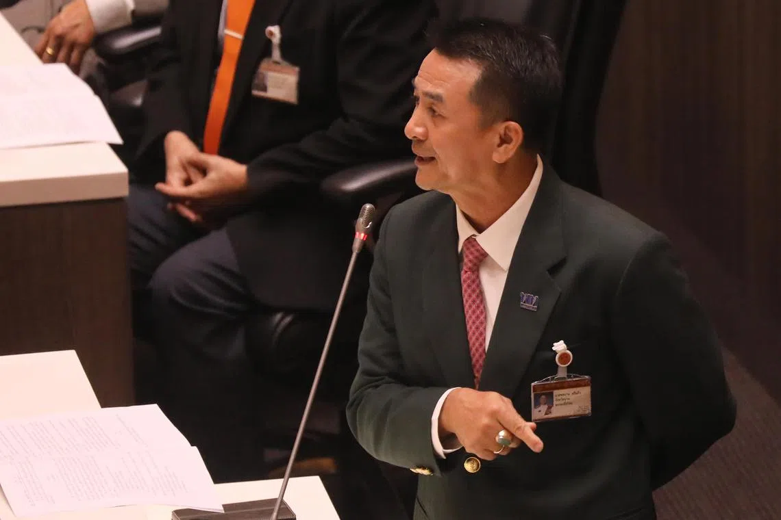 Pheu Thai Party leader Cholnan Srikaew attended a meeting of members of Parliament and senators at the Parliament building in Bangkok, Thailand, on Aug 04, 2023. 