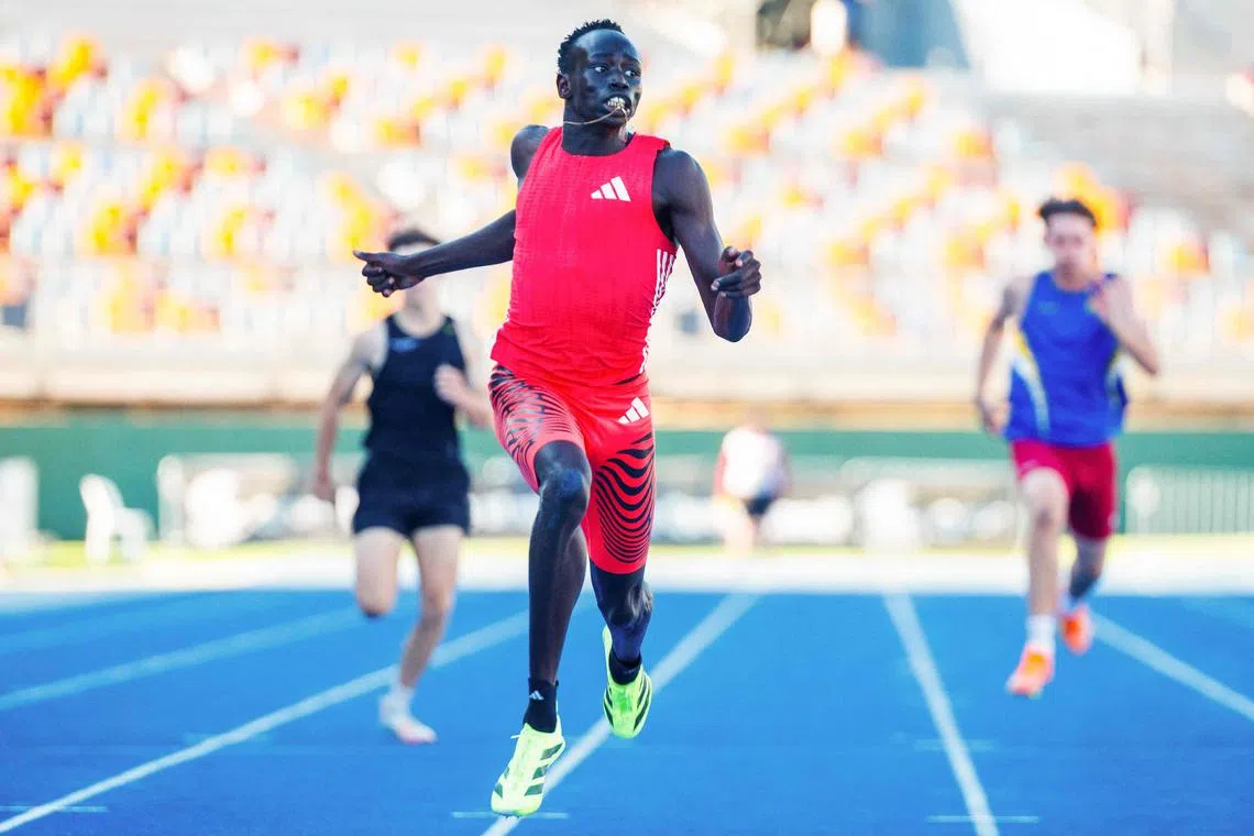 Australia's Gout Gout wins the men's 200m final during the Queensland State Championships in Brisbane.