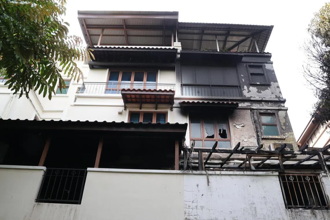 The kitchen and backyard of the affected unit were severely damaged, the Chinese daily reported.