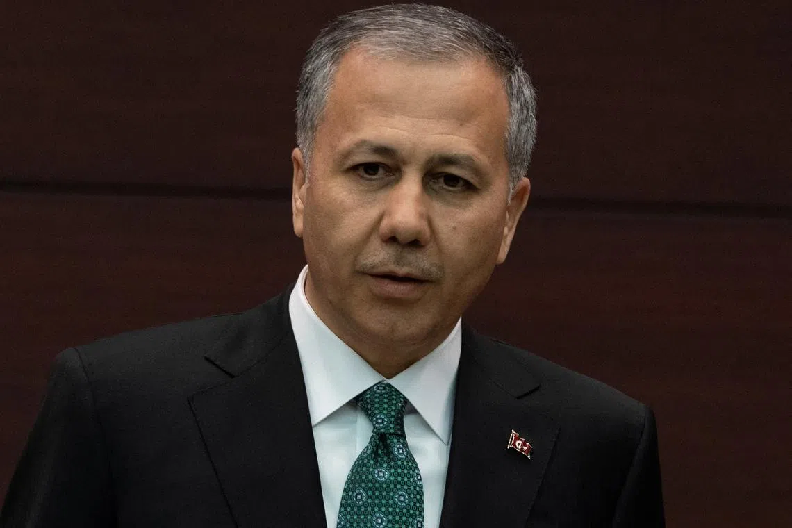 FILE PHOTO: New Interior Minister Ali Yerlikaya stands during a press conference where Turkish President Tayyip Erdogan announced the new cabinet, in Ankara, Turkey June 3, 2023. REUTERS/Umit Bektas/File Photo