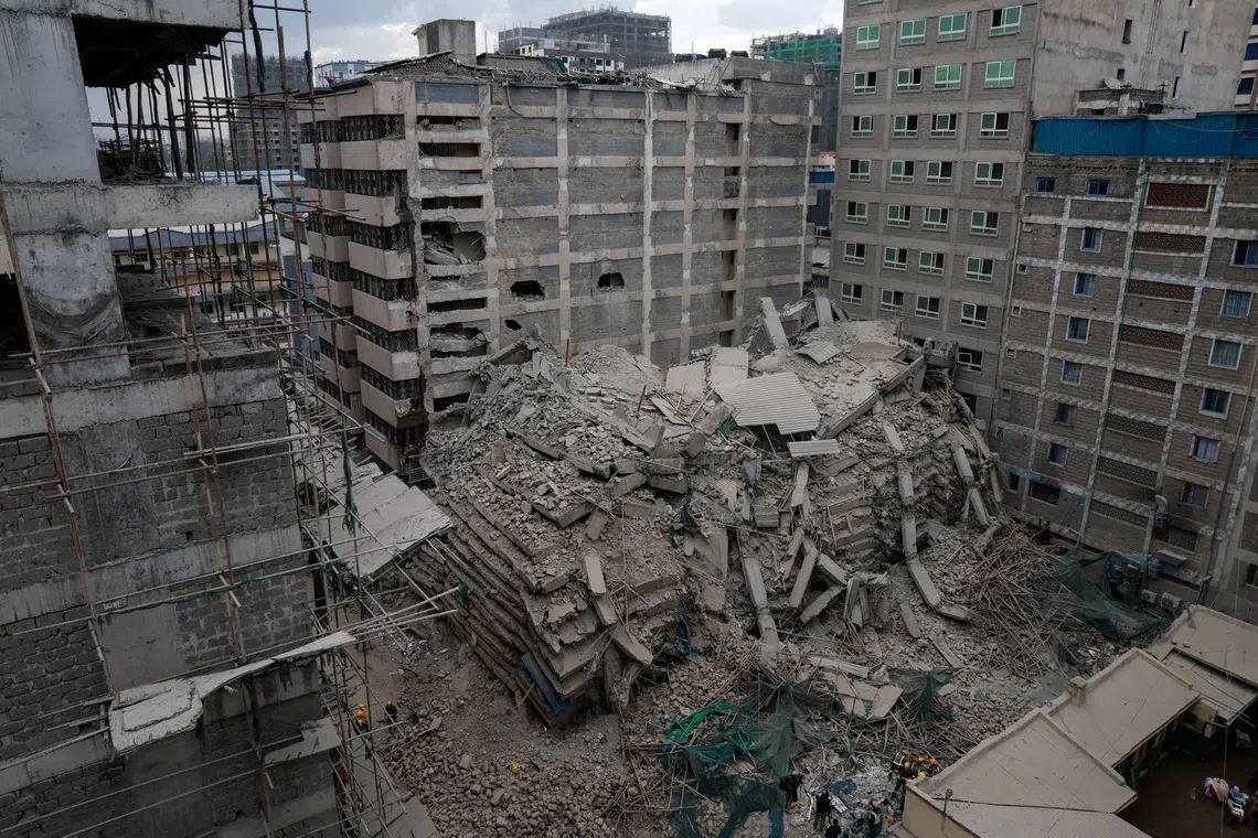 The site of a building collapse in Eastleigh, Nairobi, Kenya, October 23, 2026. REUTERS/Monicah Mwangi
