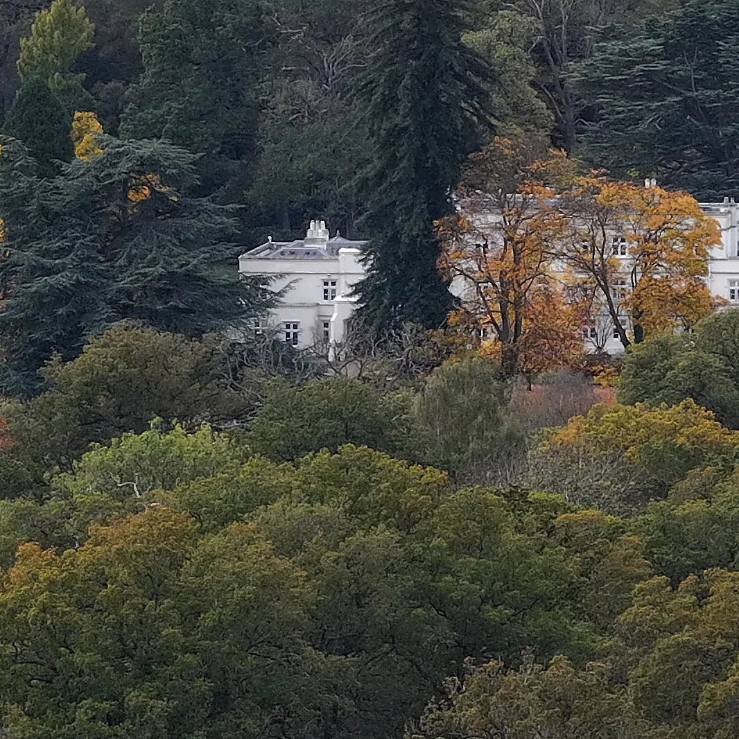 FILE PHOTO: A drone view shows Royal Lodge, a large property on the estate surrounding Windsor Castle, which belongs to Britain's Prince Andrew, is seen in Windsor, Britain, October 21, 2025. REUTERS/Stringer/File Photo