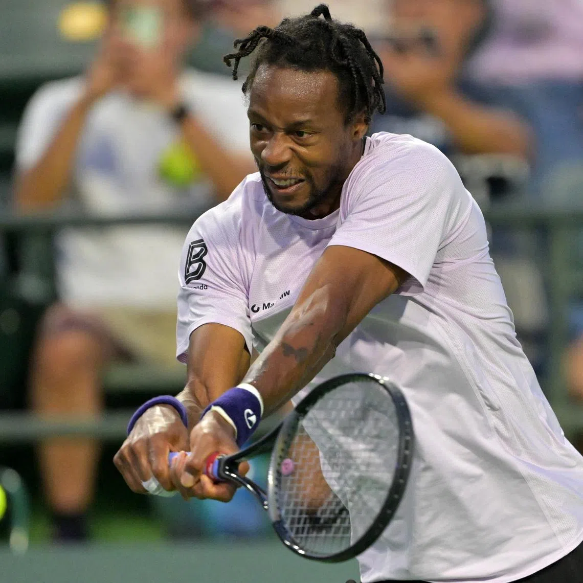 FILE PHOTO: Mar 4, 2026; Indian Wells, CA, USA; Gael Monfils (FRA) hits a shot as he defeated Alexis Galarneau (CAN) in his first round match during the BNP Paribas Open at the Indian Wells Tennis Garden. Mandatory Credit: Jayne Kamin-Oncea-Imagn Images/ File Photo