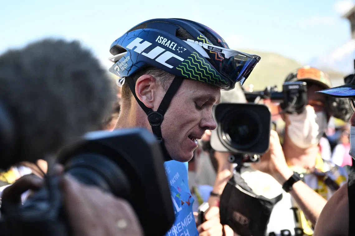 FILE PHOTO: Cycling - Tour de France - Stage 12 - Briancon to Alpe d'Huez - France - July 14, 2022 Israel-Premier Tech's Chris Froome is seen after stage 12 Pool via REUTERS/Marco Bertorello/File Photo