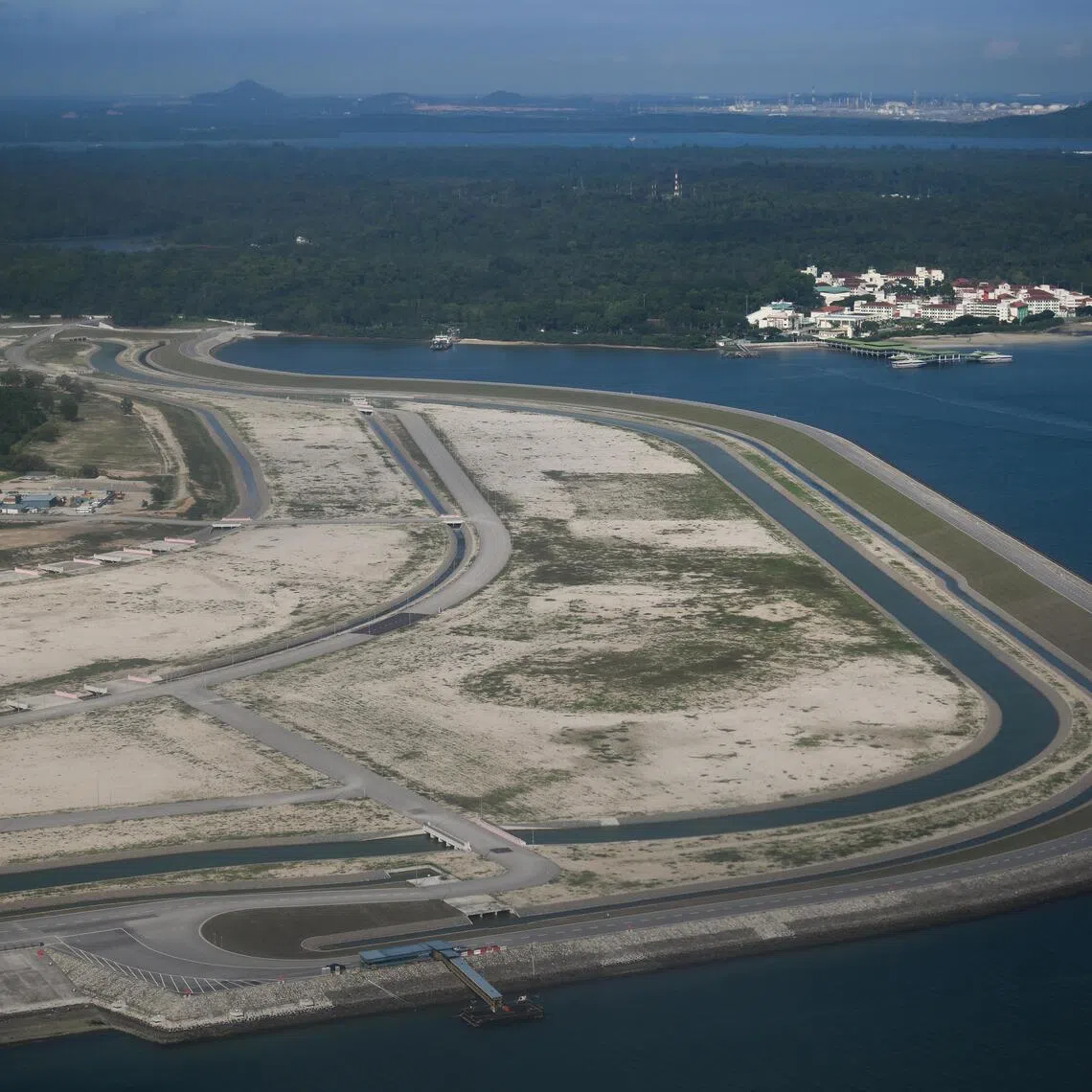 Land that was reclaimed at Pulau Tekong for military use.