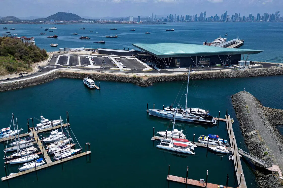 An aerial view of the new Panama Cruise Terminal in Panama City, on March 26, 2024. 