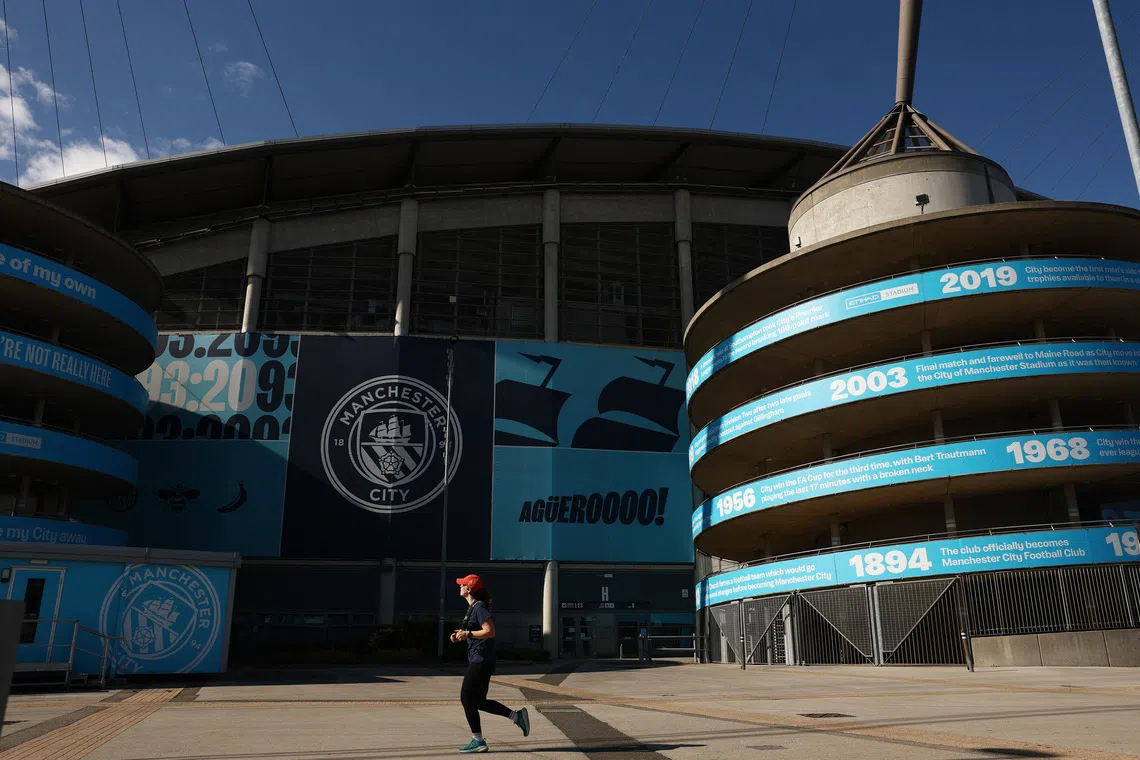 Soccer Football - General view of the Etihad Stadium, home of Manchester City football club, following Manchester City being found guilty on all but one of 115 charges over breaches of Premier League financial rules, in Manchester, Britain, September 26, 2026 General view outside the stadium Action Images via Reuters/Lee Smith