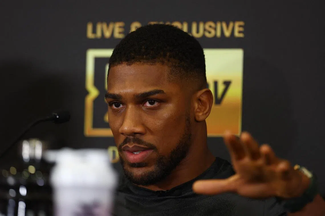Anthony Joshua during the press conference for his fight against Dillian Whyte on August 12.