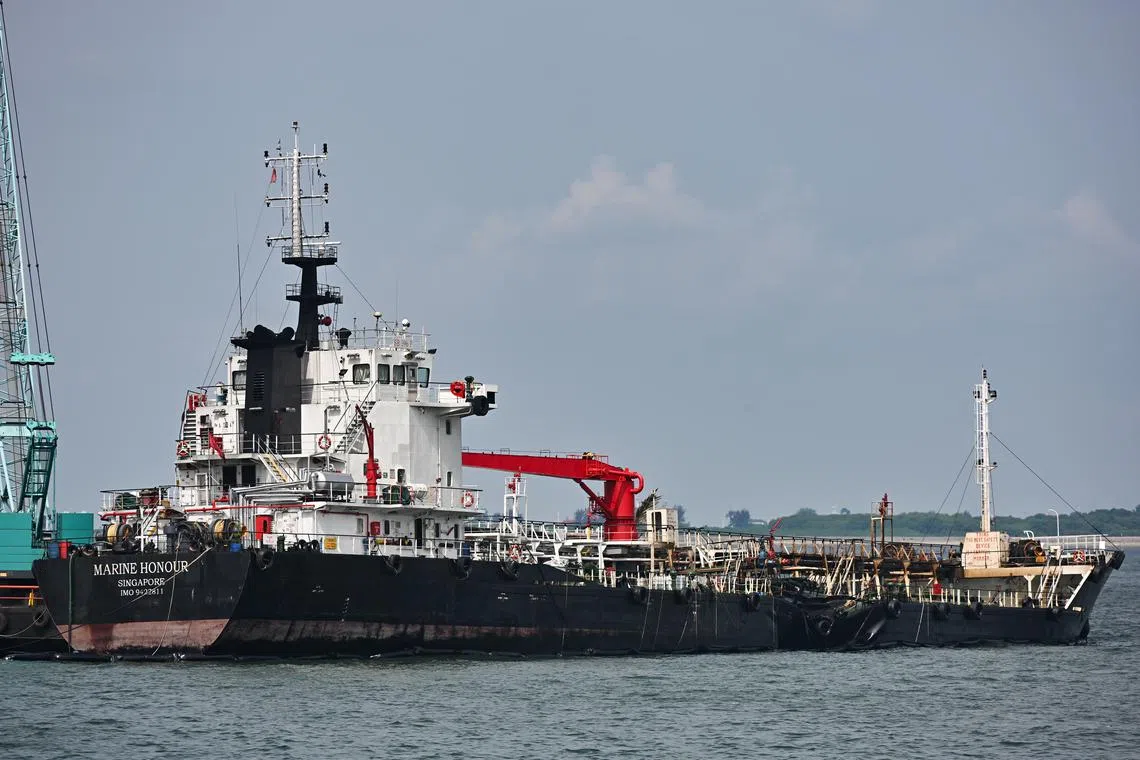 The Singapore-flagged Marine Honour will have to bear the costs arising from the spill, despite it being stationary when it was hit.