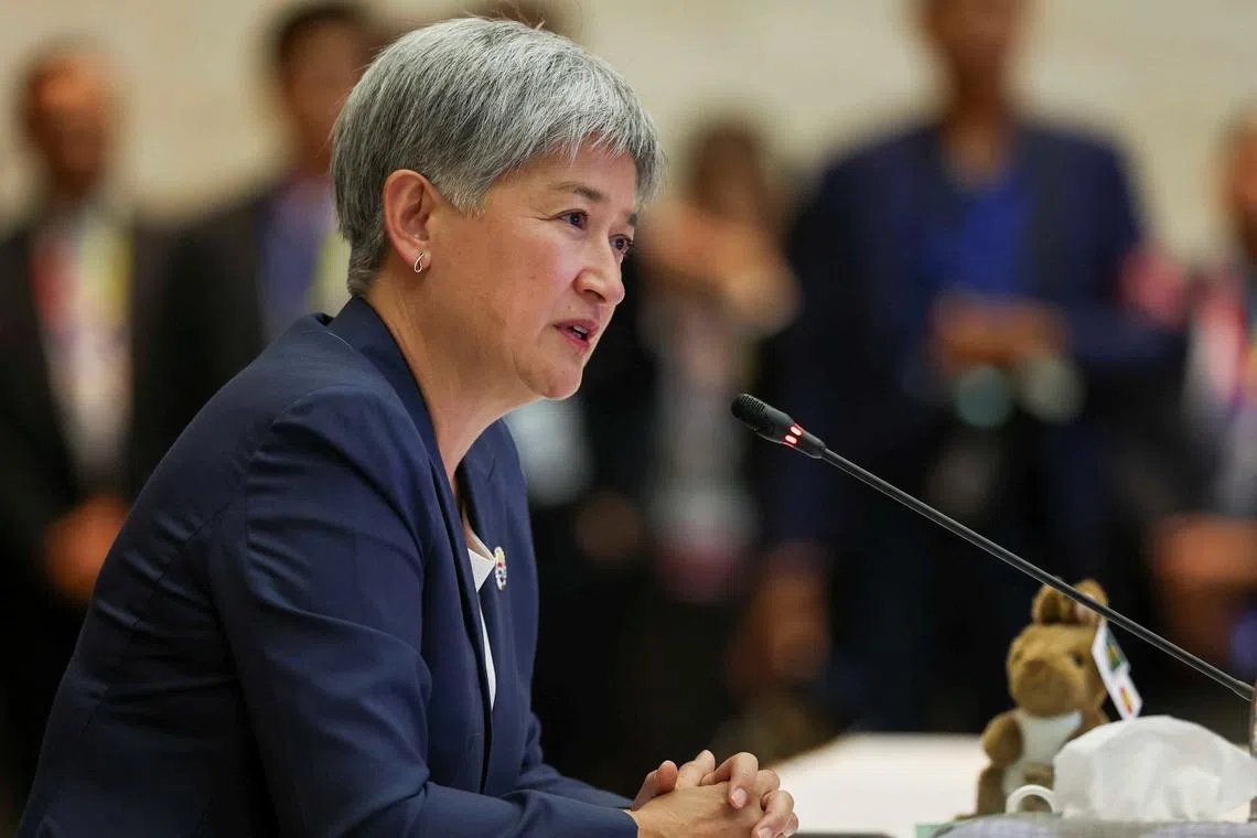 Australia’s Foreign Minister Penny Wong speaks at the 57th ASEAN Foreign Ministers' Meeting at National Convention Center, in Vientiane, Laos, July 26, 2024. REUTERS/Chalinee Thirasupa/File Photo