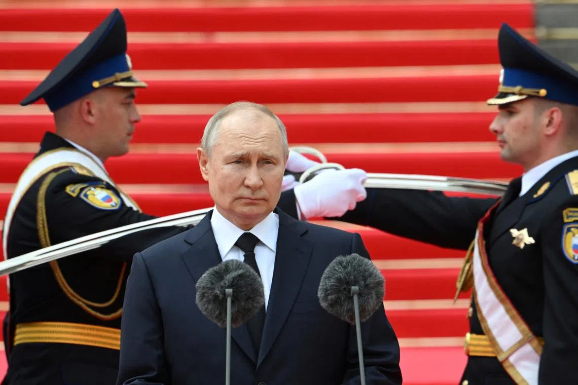 Russian President Vladimir Putin emphasised his role as commander-in-chief at a military ceremony on Tuesday.