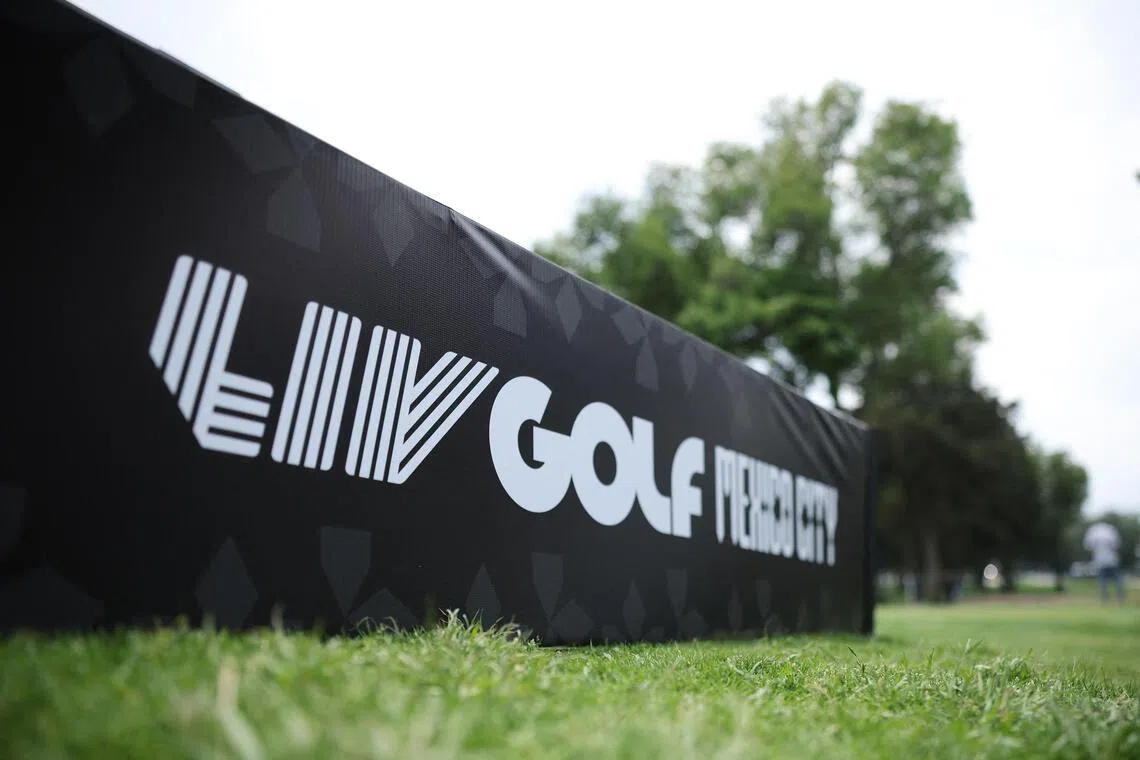 LIV Golf signage is seen before LIV Golf Mexico City at Club de Golf Chapultepec on April 15, 2026 in Mexico City.  