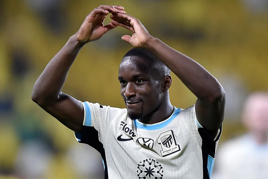 Soccer Football - King's Cup of Champions - Round of 16 - Al Nassr v Al Ittihad - Al Awwal Park, Riyadh, Saudi Arabia - October 28, 2025 Al Ittihad's Moussa Diaby celebrates after the match REUTERS/Stringer