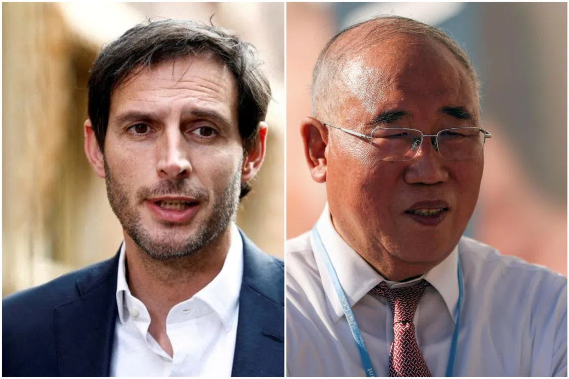 EU Climate Commissioner Wopke Hoekstra (left) will travel to Beijing next week for talks with China's top climate envoy Xie Zhenhua.