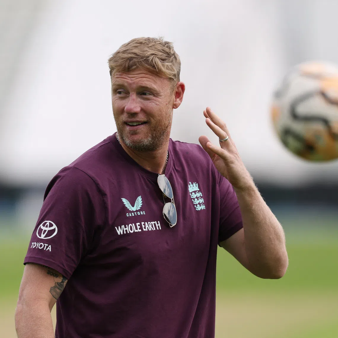 Cricket - Second Test - England Practice Session - Edgbaston Cricket Ground, Birmingham, Britain - July 1, 2025 England Lions coach Andrew Flintoff during practice Action Images via Reuters/Paul Childs