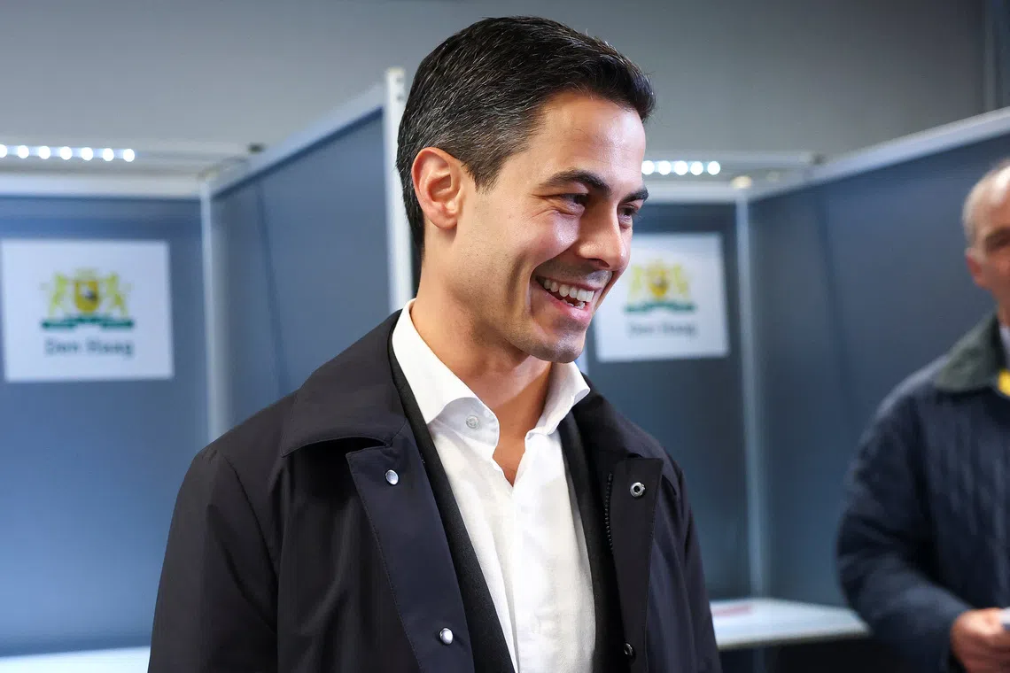 Democrats 66 (D66) party leader Rob Jetten reacts following casting his vote during the Dutch parliamentary election, in The Hague, Netherlands, October 29, 2025. REUTERS/Piroschka van de Wouw
