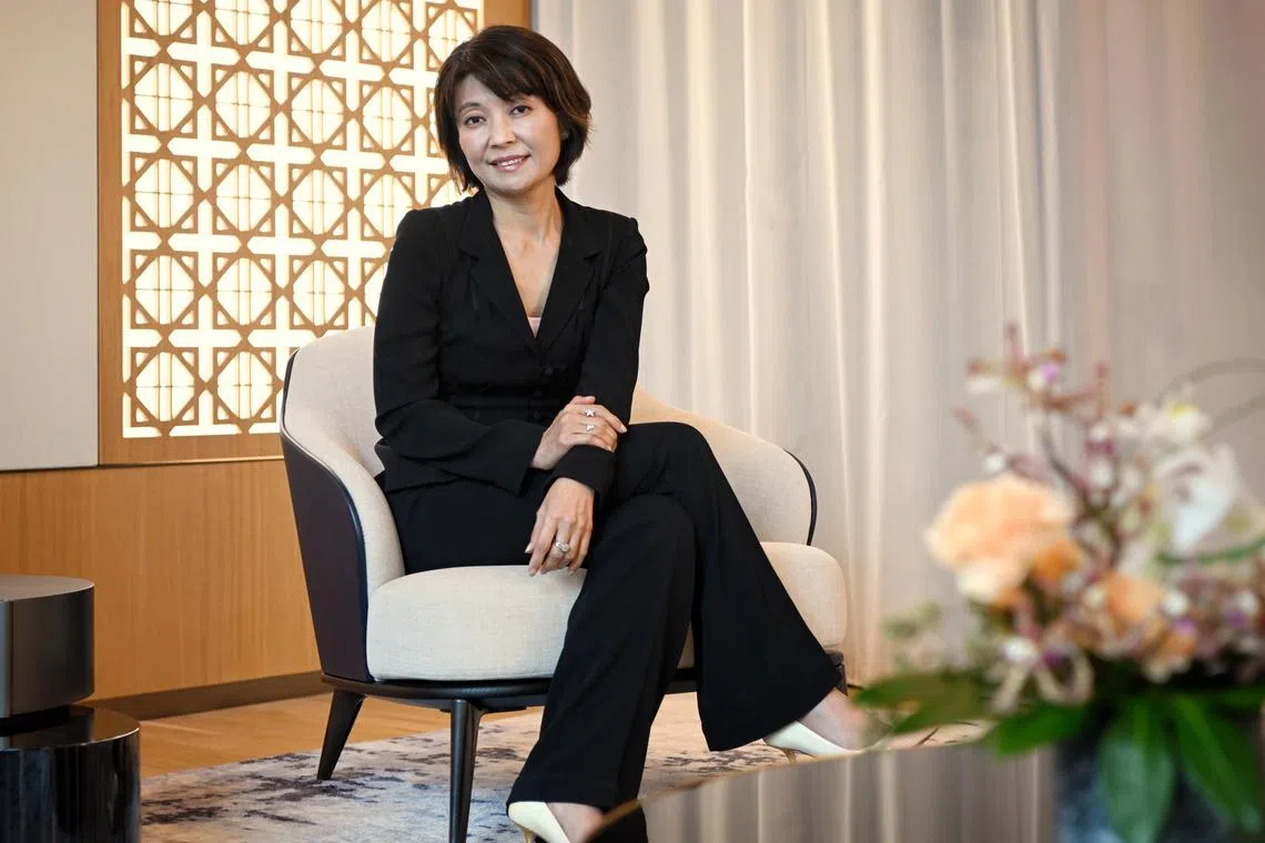 ST20230228_202333738756 Kua Chee Siong/ pawomen08/ Profile of Ms Kam Shing Kwang, Asia-Pacific chief executive of J.P. Morgan Private Bank, on challenges faced by women-run businesses in the region at the JP Morgan office at CapitaSpring on Feb 28, 2023.
