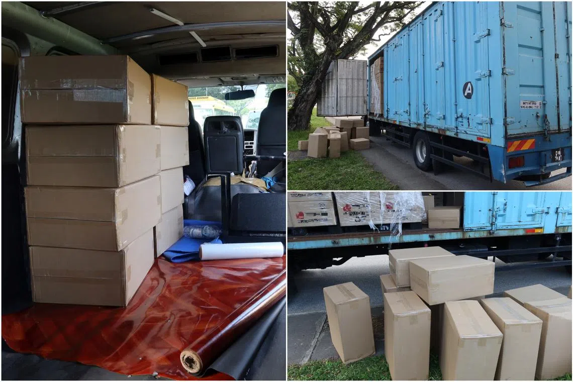 Duty-unpaid cigarettes were found in the lorry and on the kerbside.