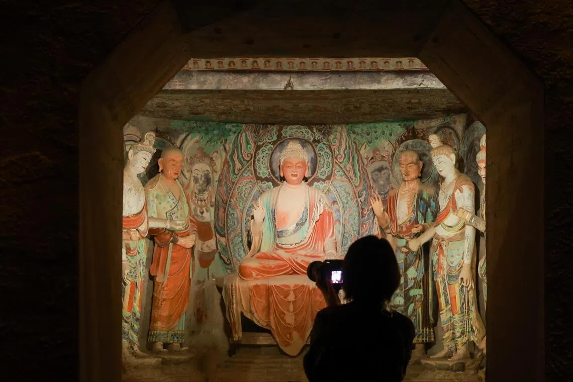 A replica cave at ACM’s exhibition on the Mogao Caves of China.