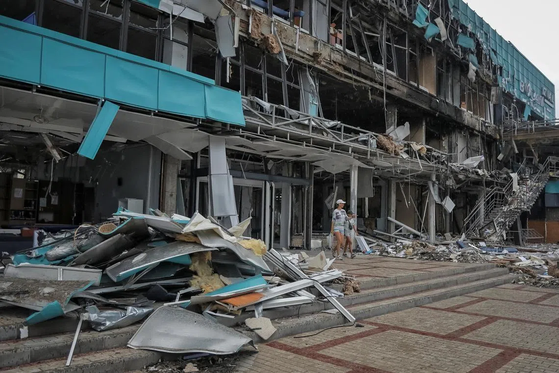 A view shows a marine station building destroyed during a Russian drone strike, amid Russia's attack on Ukraine, in Izmail, Odesa region, Ukraine August 2, 2023. REUTERS/Nina Liashenko