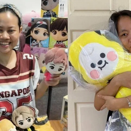 Domestic helpers Hendry (left) and Nurwati (right) were gifted BTS concert tickets by their employers.
