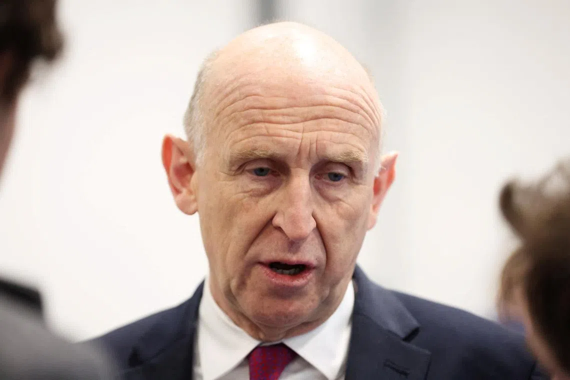 Defence Secretary John Healey talks during his visit to Nuclear Skills Academy on January 24, 2025 in Derby, Britain.  Cameron Smith/Pool via REUTERS