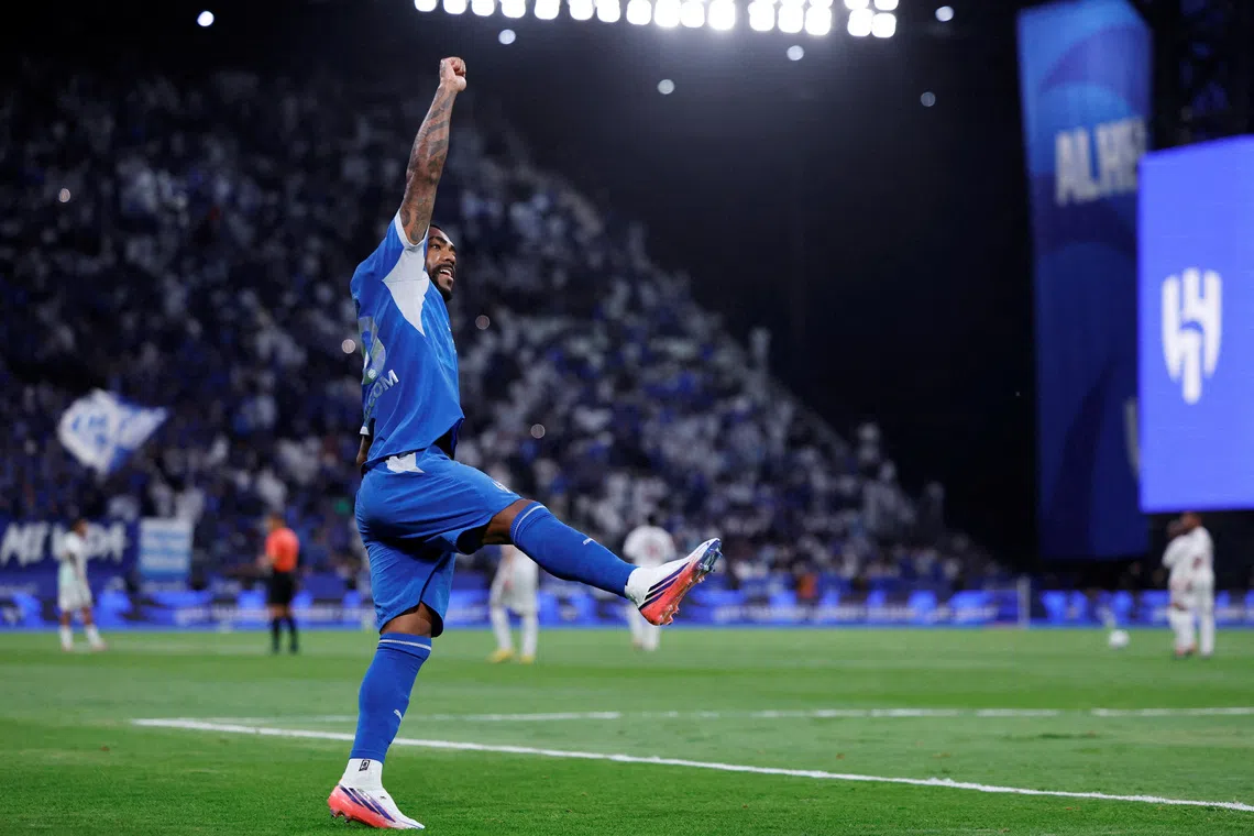 Soccer Football - Saudi Pro League - Al Hilal v Al Faisaly - Kingdom Arena, Riyadh, Saudi Arabia - August 14, 2026 Al Hilal's Malcom Filipe celebrates scoring their second goal REUTERS/Hamad I Mohammed