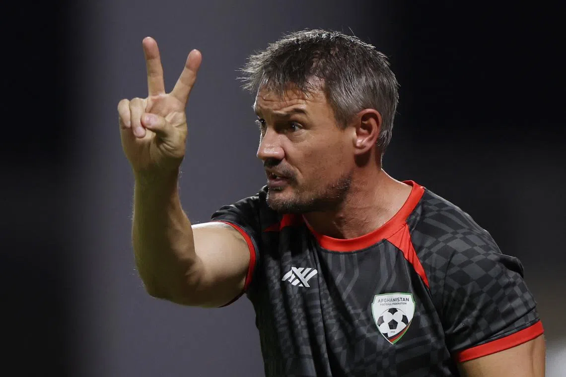 FILE PHOTO: Soccer Football - World Cup - AFC Qualifiers - Afghanistan v Qatar - Prince Abdullah Bin Jalawi Stadium, Hofuf, Saudi Arabia - June 6, 2024 Afghanistan coach Ashley Westwood reacts REUTERS/Hamad I Mohammed/File photo
