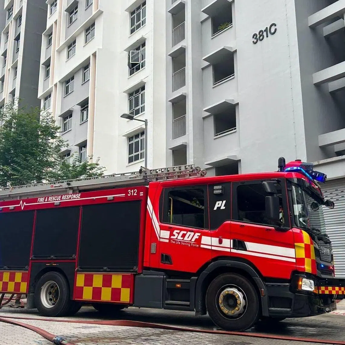 The Singapore Civil Defence Force was alerted to a fire in a flat on the 12th floor of Block 381C Yishun Ring Road at about 5.15pm on July 3.