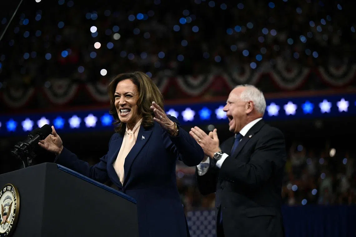 Supporters said that the choice of moderate Minnesota Governor Tim Walz had given Ms Kamala Harris’s campaign new momentum.