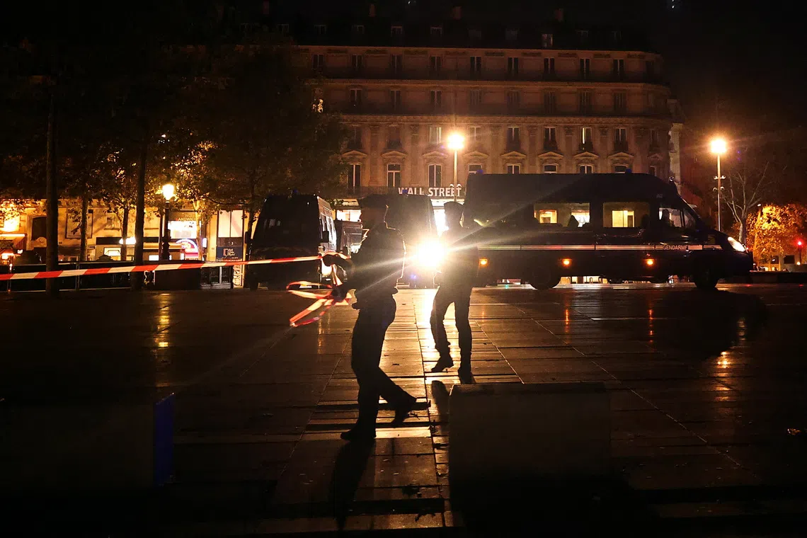 French police officers cordon off Place de la Republique in Paris on Oct 23.