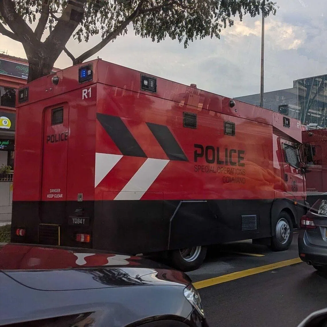Special Operations Command police vehicles were seen along Upper Thomson Road. 