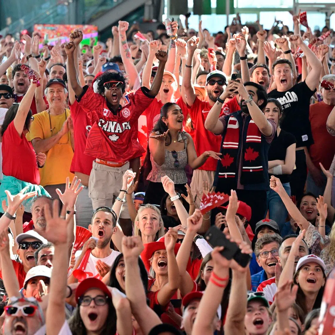 Canada fans also gathered in Vancouver to watch their team thrash Qatar 6-0.