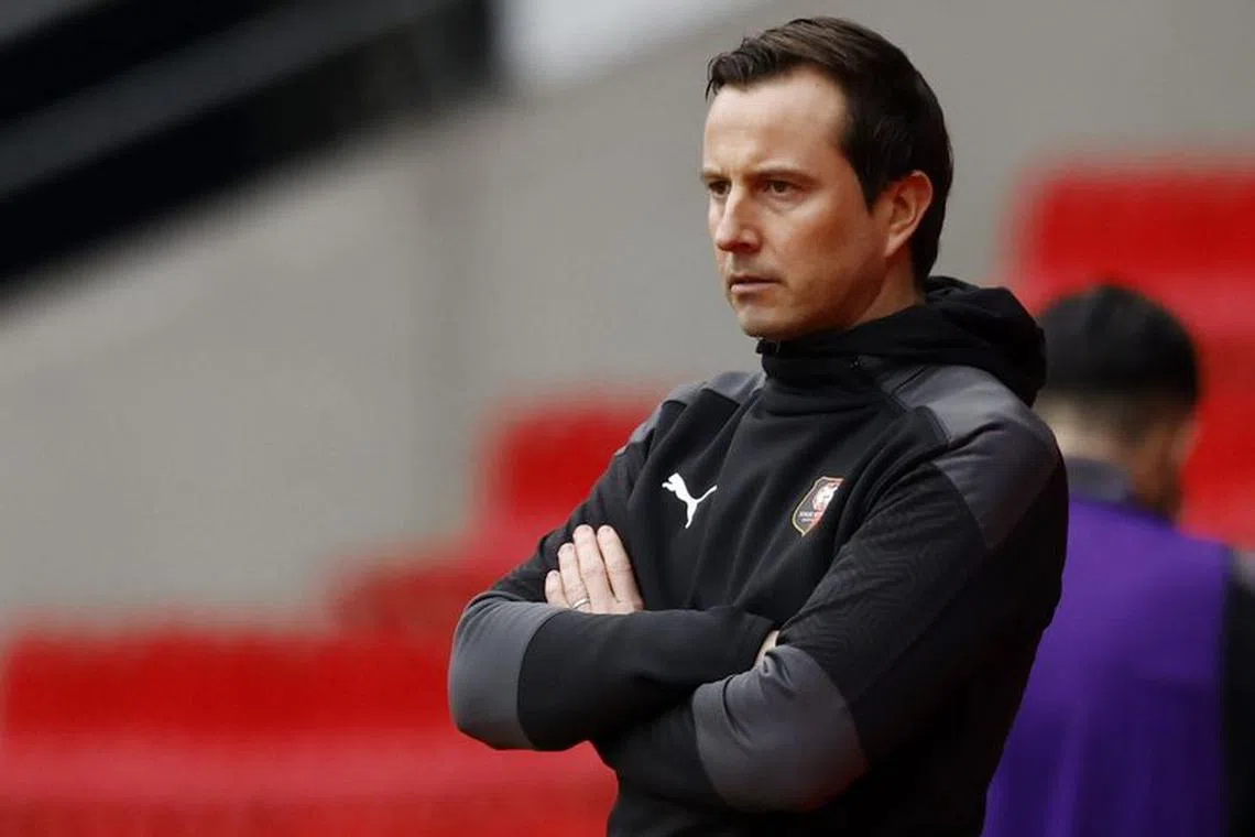Soccer Football - Ligue 1 - Stade Rennes v AS Saint-Etienne - Roazhon Park, Rennes, France - February 14, 2021 Stade Rennes coach Julien Stephan REUTERS/Stephane Mahe/file photo